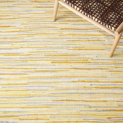Handmade Gold and Multicolor Cotton Striped Area Rug 5' x 8'