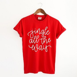 Simply Sage Market Women's Jingle All The Way Cursive Puff Print Short Sleeve Garment Dyed Tee - 1 of 4