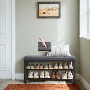 Shoe Bench, Entryway Shoe Rack with Foam Padded Seat, Linen, Metal Frame - Ideal for Living Room and Hallway - 1 of 4