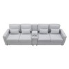 CAVINAS 114.2" Modern Sofa Couch, Linen Fabric Upholstered Sofa with Console, 2 Cupholders & 2 USB Ports Wired or Wirelessly Charged - 3 of 4