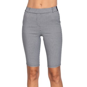 Slickblue Women's Jacquard Bengaline Bermuda Pants, Waist Band Detail, Textured Fabric, Black/White, Size S-L - 1 of 4