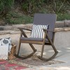 Rustic Acacia Wood Accent Chair, Wood Rocking Chair with Water-Resistant Cushions, Armchair for Porch, Garden or Bedroom -Christopher Knight Home - 2 of 4