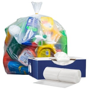 Plasticplace 95-96 Gallon Trash Bags, 1.5 Mil, Clear, 61" x 68" (25 Count) - 1 of 3