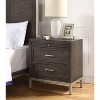 Vynxaria Nightstand - Walnut Brown Finish, Mindi Veneers, Champagne Metal Base/Hardware, Pull-Out Shelf, Picture Frame Drawer Fronts - 2 of 4