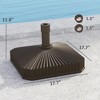 Square Patio Umbrella Base Holder, Heavy Duty Outdoor Umbrella Stand Base, Filled Up to 42lbs with Stand or 33lbs with Water for Garden, Poolside - 3 of 4