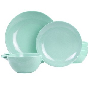 Gibson 12 Piece Melamine Dinnerware Set in Blue - 1 of 4