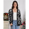 Clearlove Womens Christmas Cardigan V Neck Button Down Long Sleeve Open Front Cardigan Sweaters Knitwear Snowflake Elk Pattern - 3 of 4