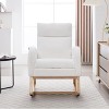 KWPZQEB Nursery Rocking Chair Teddy Upholstered Rocker Rocking Accent Chair Padded Seat Armchair with High Backrest & Adjustable Footstool - 3 of 4