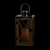Northlight 13.5" Rustic Wood and Stainless Steel Lantern with LED Flameless Pillar Candle with Timer - 3 of 4