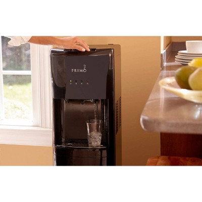Primo Black Bottom Loading Hot and Cold Water Dispenser with Stainless Steel Drip Tray