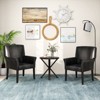 Costway 2 PCS PU Leather Guest Chairs Reception Side Arm Chairs Rubber Wood Legs - 2 of 4