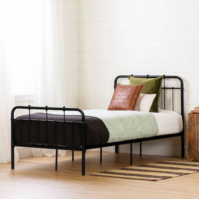 Twin Hankel Metal Platform Kids&#39; Bed with Headboard and Footboard Pure Black - South Shore, 4 of 12