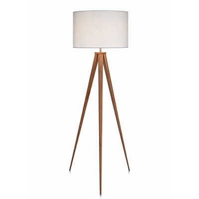 Teamson Home 61.81" Postmodern Tripod Floor Lamp + Drum Shade, Natural/White