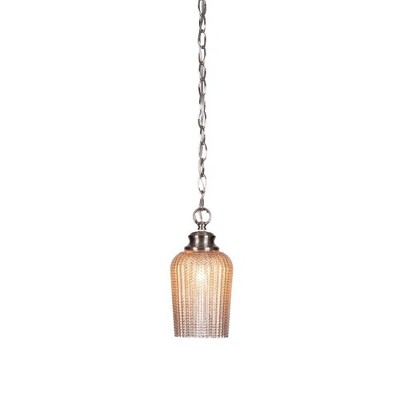 Toltec Lighting Cordova 1 - Light Pendant in  Brushed Nickel with 5" Silver Textured Shade