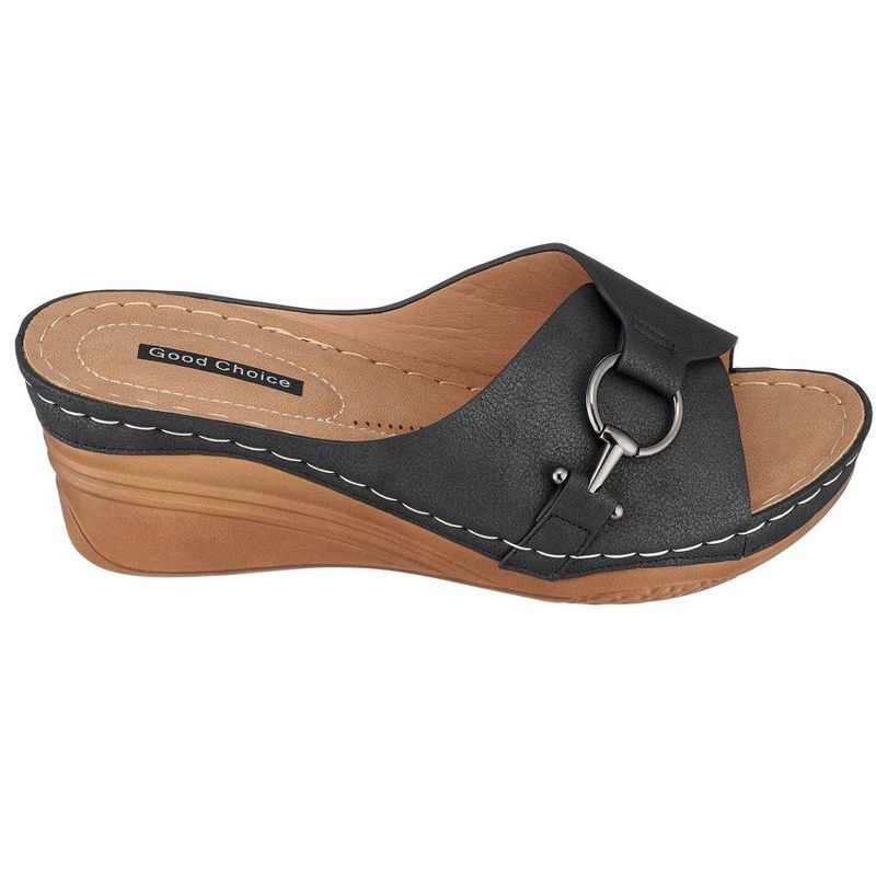 GC Shoes Bay Hardware Comfort Slide Wedge Sandals, 2 of 9