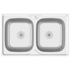 vidaXL Kitchen Sink with Double Basins Silver 31.5"x19.7"x6.1" Stainless Steel - 2 of 4