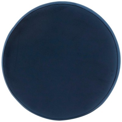 Elsworth Navy Velvet Ottoman with Brass Base