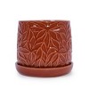 Syemin Planters 2 Pieces Ceramic Planter Pot, Modern Indoor Outdoor Flowerpot for Patio, Garden or Windowsills, Red, 8.07"*8.07"*7.09" - 4 of 4
