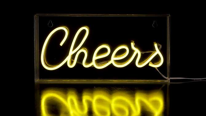 11.8&#34; Cheers Contemporary Glam Acrylic Box Pendant (Includes LED Light Bulb) Neon Yellow - JONATHAN Y, 2 of 6, play video