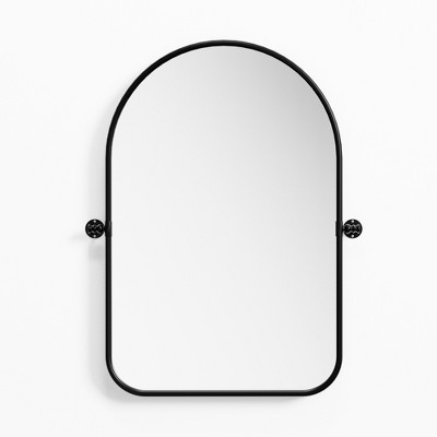 Lirago Black Arched Swivel Wall Mirror 4mm Tempered Glass Moisture Resistant Backing 1.56" D x 24" W x 36" H