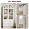 Homhougo 72" Tall Arched Kitchen Storage Cabinet,Farmhouse Pantry Cabinets with 2 Glass Doors & Drawers, Large Display Pantry Cabinets White - 3 of 4