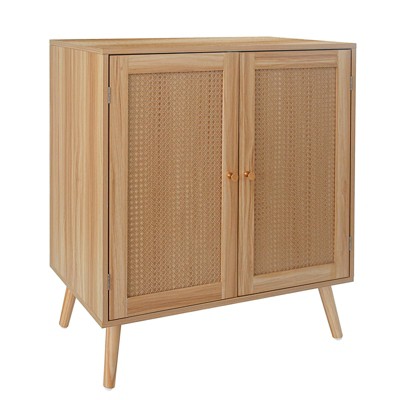 Sideboard Buffet, Kitchen Storage Cabinet with Adjustable Shelves and Solid Wood Feet, Sideboard Buffet Cabinet for Entry, Living Room, Natural