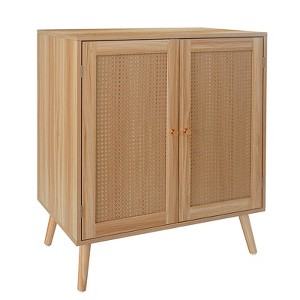 Sideboard Buffet, Kitchen Storage Cabinet with Adjustable Shelves and Solid Wood Feet, Sideboard Buffet Cabinet for Entry, Living Room, Natural - 1 of 4