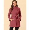 INSPIRE CHIC Women's Classic Stand Collar Long Sleeve Winter Belted Long Coat - 2 of 4