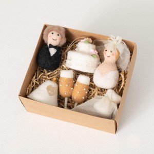 Sullivans Felt Wedding Ornament Box Multicolor 4"H Wool Set of 6 - 1 of 3