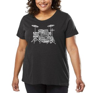 LA Pop Art Women's Word Art T-shirt - Drums - 1 of 4