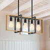 Coucheta Adjustable Kitchen Island Chandelier Collection - Black Metal with Rattan Shades, Farmhouse Modern for Dining Room - 2 of 4