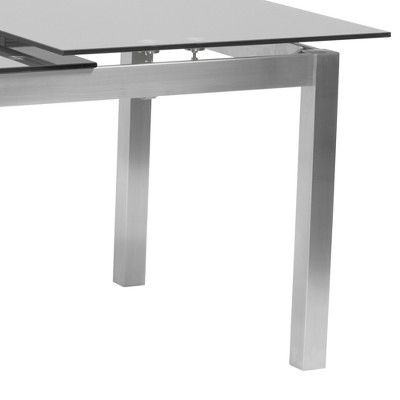 Contemporary Ivan Extendable Dining Table with Gray Glass Top