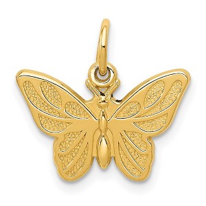 Black Bow Jewelry 14k Yellow Gold Textured and Polished Butterfly Pendant, 17mm - 1 of 4