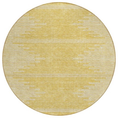 Gold And Ivory Abstract Washable Indoor Outdoor Area Rug