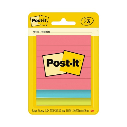 Post-it 3pk 3" x 3" Lined Notes 50 Sheets/Pad Poptimistic Collection - image 1 of 4