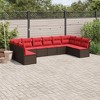 vidaXL 10 Piece Patio Sofa Set with Cushions - Brown and Red Without Table - 2 of 4