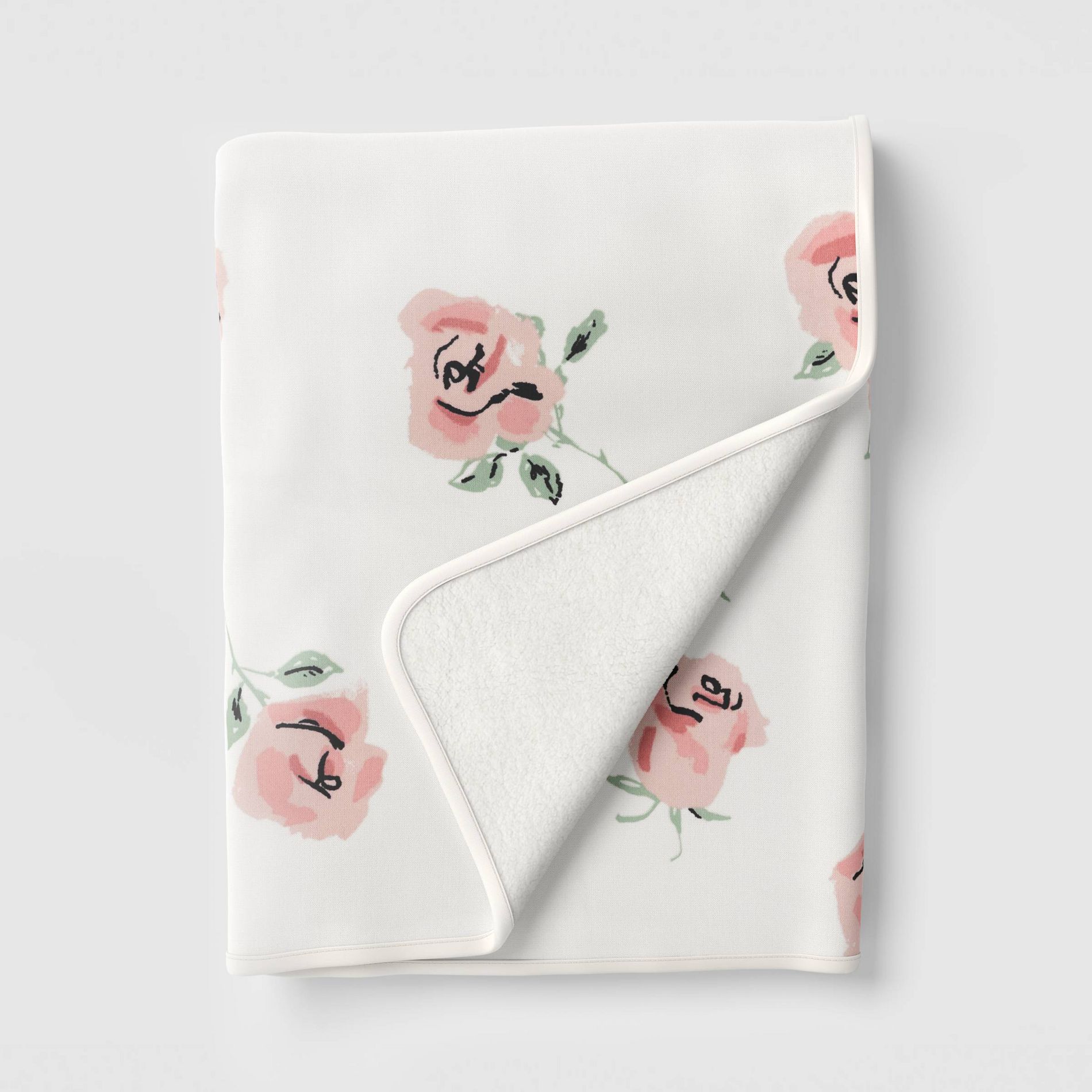 Floral Printed Chenille Throw with Faux Shearling Reverse - Room Essentials™