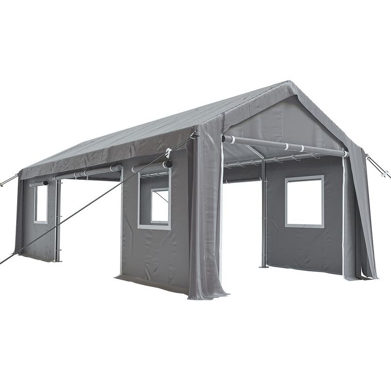 WhizMax Carport & Party Tent, Heavy Duty Portable Garage Car Port Canopy with 4 Roll-up Doors & 4 Windows, 1 of 10