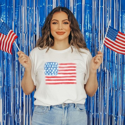 Simply Sage Market American Flag Smudged Short Sleeve Tee
