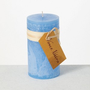 Vance Kitira 6" Crystal Blue Timber Pillar Candle ,Scentless, Clean-Burning, Environmental Friendly - 1 of 2