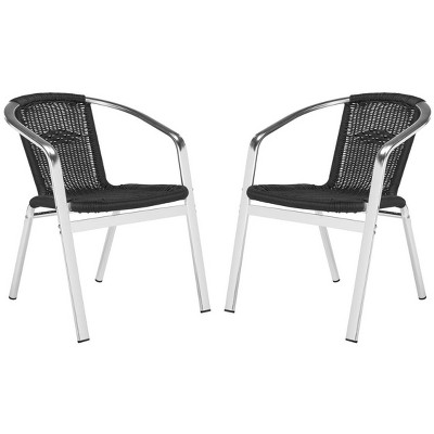 Wrangell Black Wicker and Aluminum Stacking Armchair Set