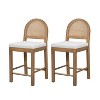 Christopher Knight Home Kinich Boho Rubberwood Rattan Upholstered Counter Stools (Set of 2) - 2 of 4