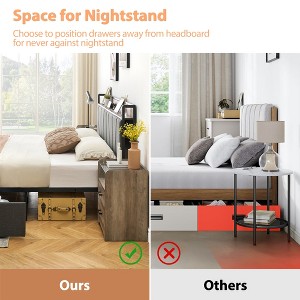 Bed Frame with 2 Storage Drawers, Linen Upholstered Platform Bed Frame with Storage Headboard and Charging Station, Easy to Assemble - 1 of 4