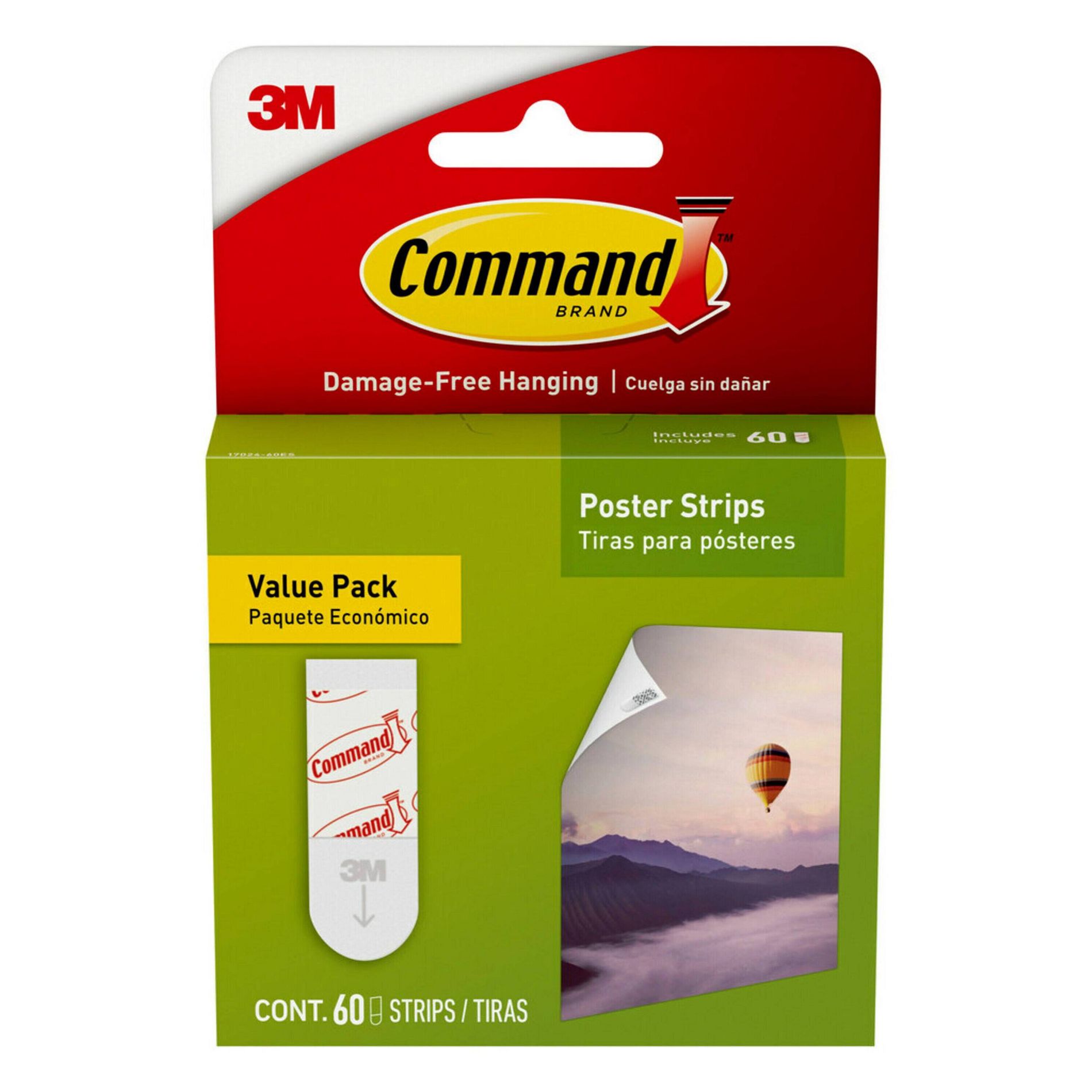 Command 60 Strips Poster Strips Value Pack Adhesives White: Wall Sticky Strips for Posters, Plastic Mounting Adhesives