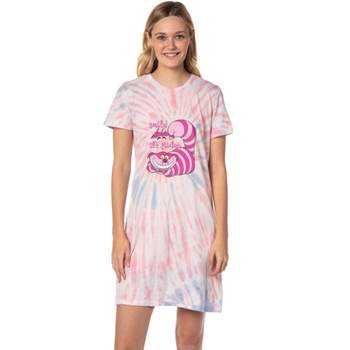 Disney Women's Alice in Wonderland Cheshire Cat Tie-Dye Nightgown Pajama Shirt Multicolored