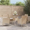 vidaXL 5 Piece Patio Bistro Set with Cushions Beige Poly Rattan - 2 of 4