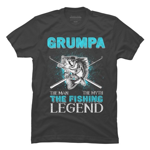Men's Design By Humans Grumpa Man Myth Fishing Legend By Hoangcathrine  T-shirt - Charcoal - 3x Large : Target