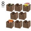 mDesign Woven Hyacinth Kitchen Storage Organizer Basket Bin, 8 Pack, Brown Wash - 2 of 4