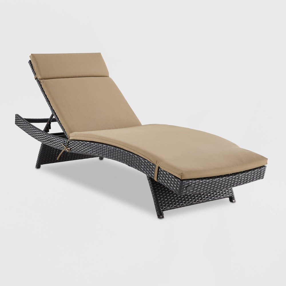 Photos - Garden Furniture Crosley Biscayne Chaise Lounge with Mocha Cushion Brown - : Steel Frame, We 