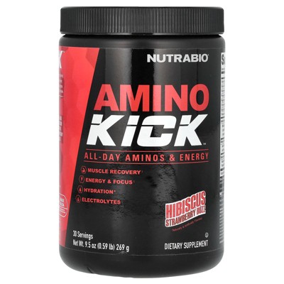 NutraBio Amino Kick, Hibiscus Strawberry Buzz, 0.59 lb (269 g)